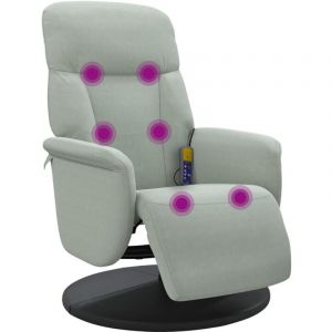 VidaXL Fauteuil inclinable de massage repose-pied gris clair velours