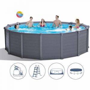 Intex Piscine avec Panneau en Graphite 26384 avec diamètre 478 cm Ronde