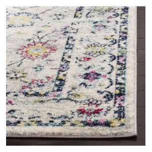 Tapis de salon interieur en gris clair & fuchsia, 61 x 244 cm