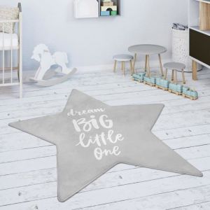 Paco Home - Tapis Chambre Enfant Tapis De Jeux Tapis Bébé Étoile Inscription Gris Blanc Forme d'étoile de 120 cm