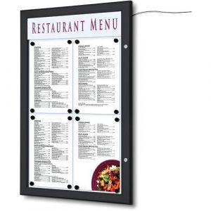 Showdown Displays - Porte-menu mural 4 x A4 noir led avec bandeau personnalisable - Noir