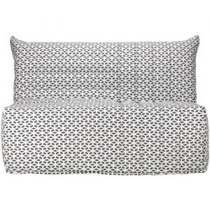 BECCI Banquette BZ 2 places - Tissu noir et blanc - Style contemporain - L 142 x P 101 cm - BZ + matelas BULTEX 2 places - Tissu motif géométrique - Style contemporain - L 142 x P 56 cm