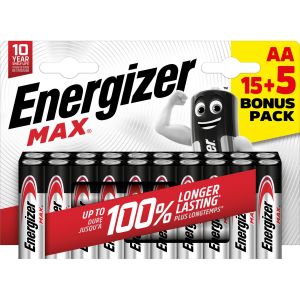 Image de Energizer 15 piles alcalines AA (LR06) Max + 5 offertes
