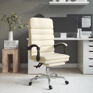 VidaXL Fauteuil de massage inclinable de bureau Crème Similicuir Crème