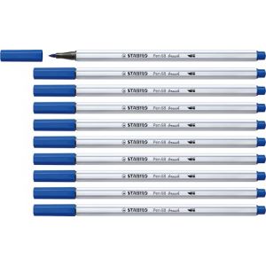 Stabilo Feutre Pinceau Pen 68 Brush - Lot x 10 feutres Dessin à Pointe Pinceau - Bleu Marine