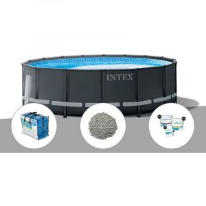 Image de Intex Kit piscine tubulaire Ultra XTR Frame ronde 5,49 x 1,32 m + Bâche à bulles + 20 kg de zéolite + Kit de traitement au chlore