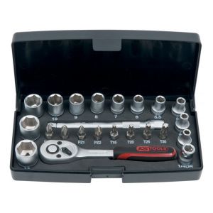 Image de KS Tools Mini-coffret de douilles F6 1/4'' CHROMEmat 23 pièces 911.0623