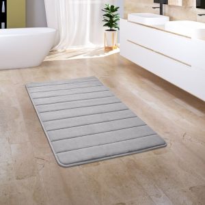 Tapis Salle De Bain Tapis De Bain Moelleux Mousse &agrave; M&eacute;moire De Forme 3D 60x100 cm, Gris - Paco Home