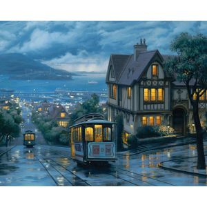 Figured'Art Peinture par Numéro Adulte Tramway au crepuscule - Activité Manuelle Kit de Loisir Créatif DIY Numéro d'Art Complet - 40x50cm sans châssis en bois