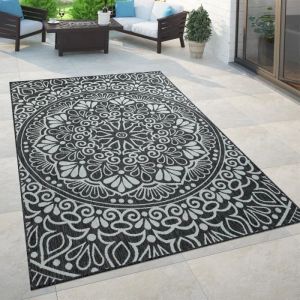 Tapis Int&eacute;rieur & Ext&eacute;rieur Pour Balcon Et Terrasse Avec Motif Oriental Noir 120x170 cm - Paco Home