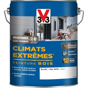 Image de V33 Peinture bois climats extrêmes satin blanc 5 L