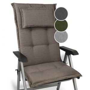 Beautissu - HighLux hl Coussin dossier haut Coussin exterieur jardin 120x52cm – Épaisseur 7cm – Fait en ue – Résistance uv taupe