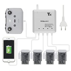 Lyongtech Chargeur De Batterie 6 En 1 Pour Dji Air 2s, Mavic Air 2 Drone, Charge 4 Piles Et 2 Ports Usb Simultanement, Station De Re-Lyongtech
