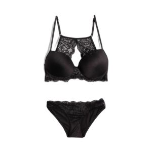 Ensemble soutien-gorge push-up et culotte ondulée femme Admas