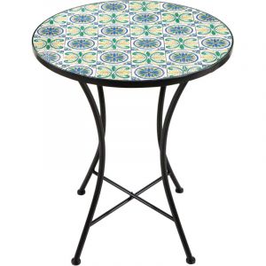 Axi Amélie Table Bistrot, Bleue/Jaune Salon de Jardin Bistrot, Table Bistrot Mosaique pour Jardin/Balcon/Terrasse
