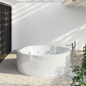 Image de Sanycces Baignoire baln&eacute;o ronde NOA blanche &Oslash; 180 cm - Tablier non inclus Confort - Blanc