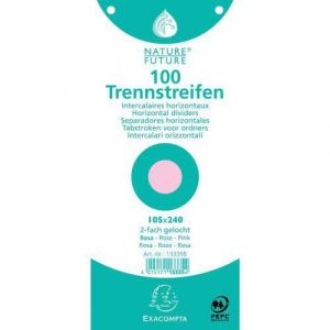 Exacompta Réf. 13335B - Carton de 12 paquets de 100 fiches intercalaires horizontales unies perforées - 105x240mm - Rose