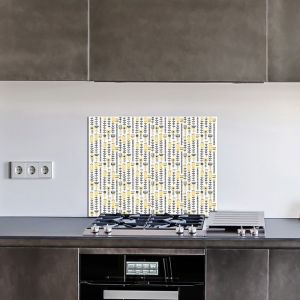 Signaletique.biz France - Crédence cuisine en aluminium - Pose autocollante seventy 90 x 70 Jaune, blanc et noir