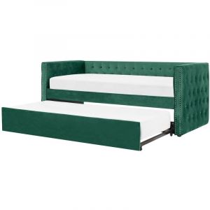 Beliani Lit gigogne en velours vert 90 x 200 cm GASSIN