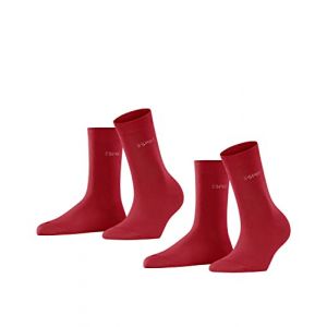 Esprit Uni 2-Pack W SO coton unies lot de 2 paires, Chaussettes Femme, Rose (Red Pepper 8074), 39-42