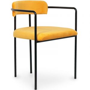 Chaise De Salle À Manger Tapissée - Velours - Yara Jaune
