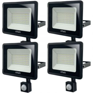 Arum Lighting Lot de 4 Projecteurs LED ATRIA 50W Détecteur de Mouvement Blanc Froid 6000K IP66 Extérieur, Jardin, Terrasse, Parking, Cours