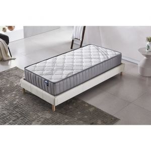 Matelas + Sommier (90 x 190cm)- Matelas Sirius Latex naturel 16cm + Sommier Bois, Stable & Robuste, revêtement Tissu Blanc