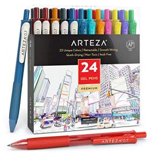 ARTEZA Gel coloré stylos, Edelstahl, 24 Couleurs, lot de 24, Set Pièces