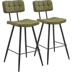 Happy Garden Lot de 2 tabourets de bar en simili vert fernand