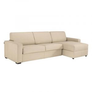 Image de INSIDE Canapé d'angle DREAMER convertible RAPIDO 160cm, CUIR VACHETTE beige, COUCHAGE QUOTIDIEN.