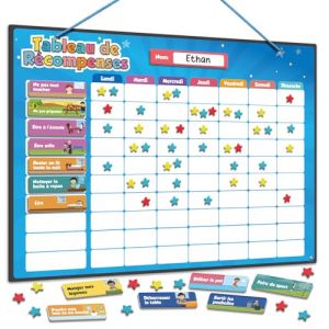 Smart Panda Tableau de Récompenses pour Enfants – Tableau Magnétique pour Inspirer Un Bon Comportement – pour Garçons et Filles avec 80+ Tâches et 300 Etoiles – Nouvelle Version, en Français