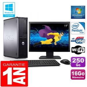 Dell Pc 780 dt intel e5300 ram 16go disque 250 go wifi w7 ecran 19'