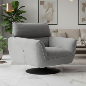 Fauteuil pivotant moderne avec dossier réglable Ghislain Velours côtelé Gris