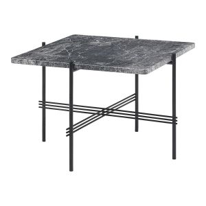 Image de Gubi Table basse structure noire TS 55 x 55 x H 40 cm (Gris Emperador - Marbre et métal)