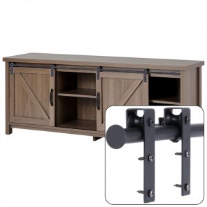 Mini Kit de Matériel de Porte Coulissante de Placards, Quincaillerie Système de Rail Porte Suspendue Interieur pour Meuble tv Armoire - Porte Simple