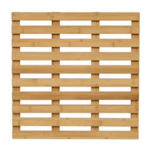 Relaxdays Tapis de Bain en Bambou - 50 x 50 cm - Tapis de Douche antidérapant pour Baignoire, Douche, Sauna, séchage Rapide, intérieur et extérieur, Naturel