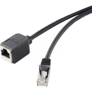 Renkforce Câble rallonge réseau RJ45 CAT 5e F/UTP 1 m noir avec cliquet d'encastrement, contacts dorés