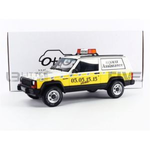 Otto mobile Voiture Miniature de Collection 1-18 - JEEP Cherokee Renault Assistance - 1989 - Yellow / White - OT939