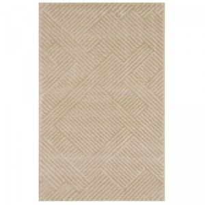 Dezenco Tapis couloir 80x300 tissé beige rectangle motif géométrique CEROTEO