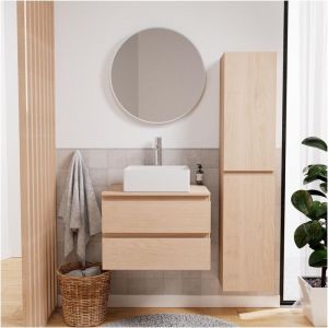 Ensemble meuble simple vasque sorrento 60 cm + vasque + robinet + miroir + colonne