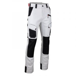 LMA Pantalon Cellule stretch bicolore avec poches genouillères - Blanc/Gris nuit - T.44 - 1870-44