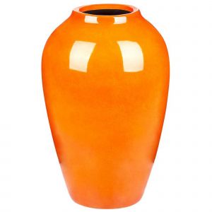 Beliani Vase &agrave; Fleurs D&eacute;coratif Grande Taille 39 cm en Terre Cuite Orange Terrasa - Orange