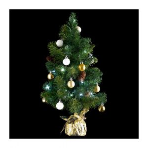 Arbre de Noël lumineux Sapin artificiel avec décoration et guirlande lumineuse H 50 cm