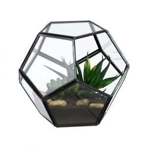 Relaxdays Terrarium pour Vos succulentes ou Vos Cactus, Verre et étain, pour Le Rebord de fenêtre, Noir