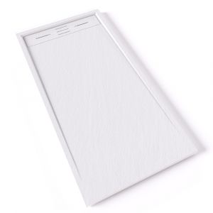 HIEMAL Receveur de douche 70 x 140 cm résine Blanc aspect ardoise + bonde incluse - Salle de bain