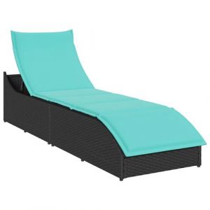 VidaXL Chaise longue pliable avec espace de rangement pour coussin en résine tressée noire polyrotin 4104228