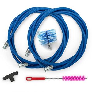 BARETTO Kit Ramonage Poêle à Granulés, Kit Nettoyage Conduit Poêles à Granulés avec Rallonge Flexible 6 Mètres et Coude à 90°, 1 Brosse Standard en Nylon 80 mm (6 M)
