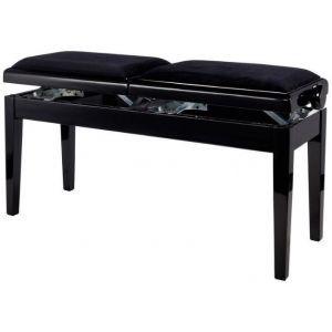 Gewa Keys Pianobank Deluxe (Banc Double, réglage en Hauteur Facile grâce à Un mécanisme de Ciseaux précis, en Bois Massif de qualité, Durable et Robuste, Charge de Rupture élevée), Noir Brillant