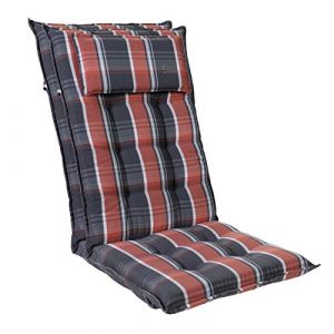 Image de Homeoutfit24 Sylt Coussin de Chaise de Jardin, Fabrique en Europe, Résistant aux UV, Coussin de tête Amovible, 2 pièces Noir/Rouge