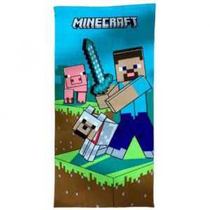Drap de plage Minecraft 70 x 140 cm - Couleur:Bleu Taille:Taille Unique - Bleu